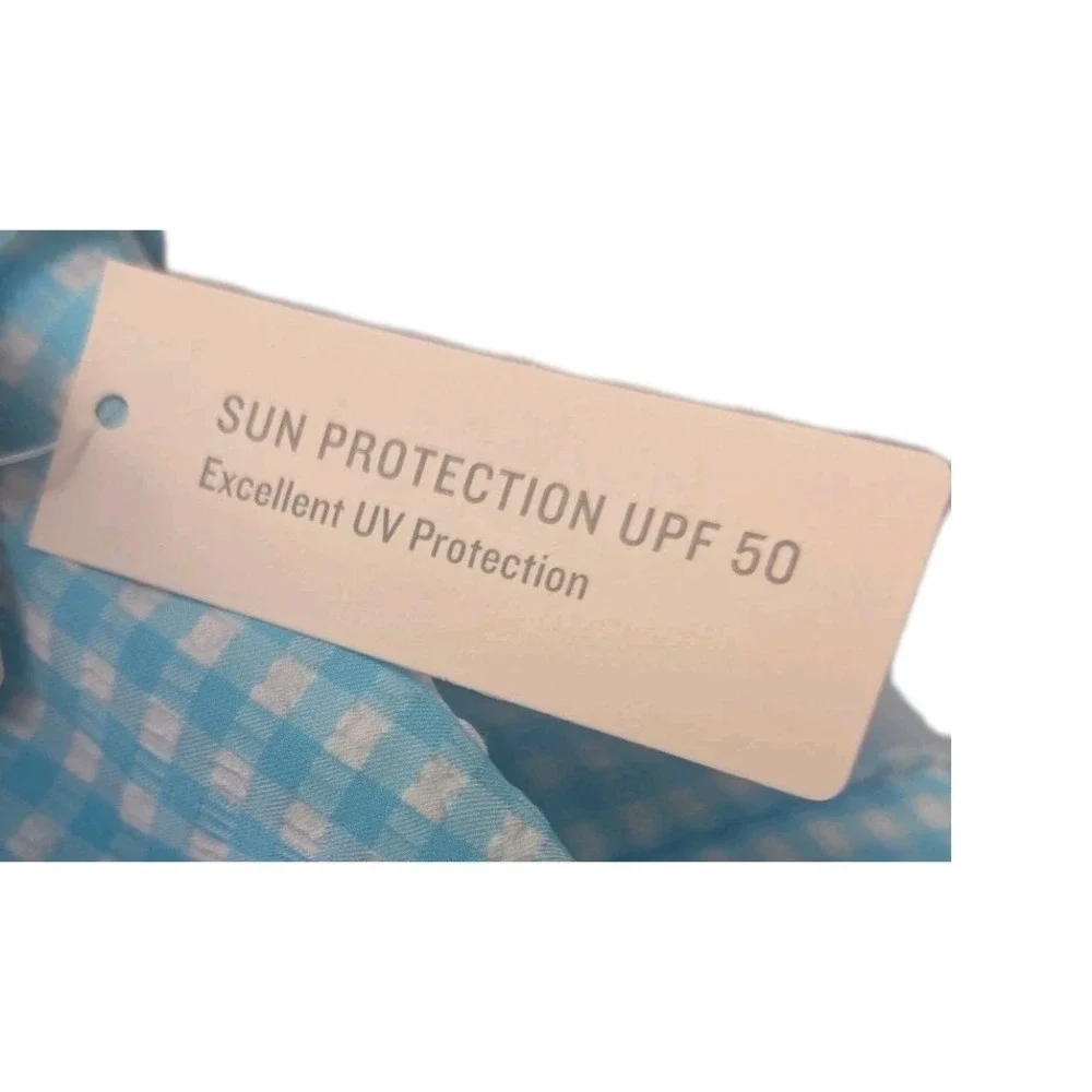 Tommy Bahama Kids Two Piece Swimsuit Gingham Sky Blue Size‎ 14 Ruffles & Ties